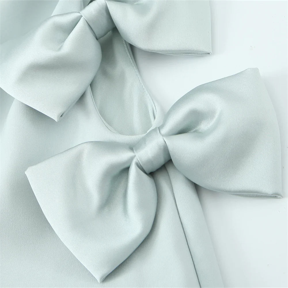 Elegant Dresses- Elegant Mint Bow-Embellished Strapless Ceremony Dress- - IndioGear Women Clothing