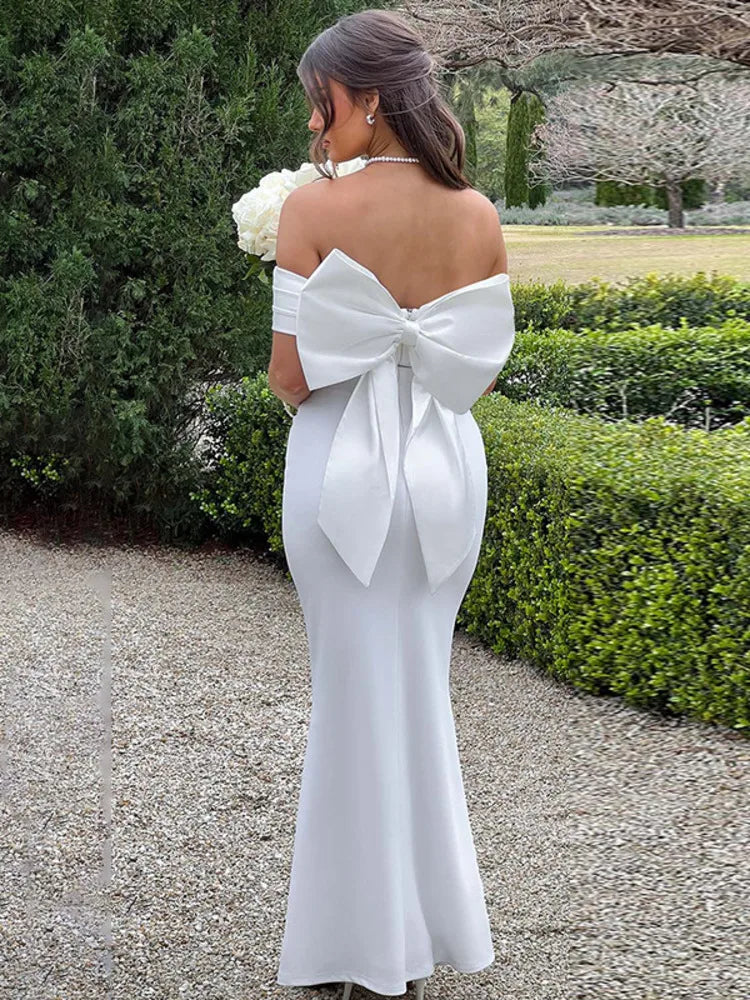 Elegant Dresses- Elegant Off-Shoulder Bridal Gown Evening Dress- - IndioGear.com