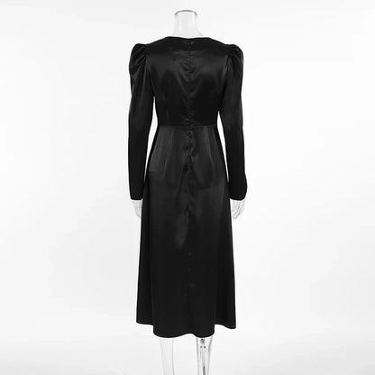 Elegant Dresses- Elegant Puff Sleeve Cocktail Dress Tailored LBD- - IndioGear Women Clothing