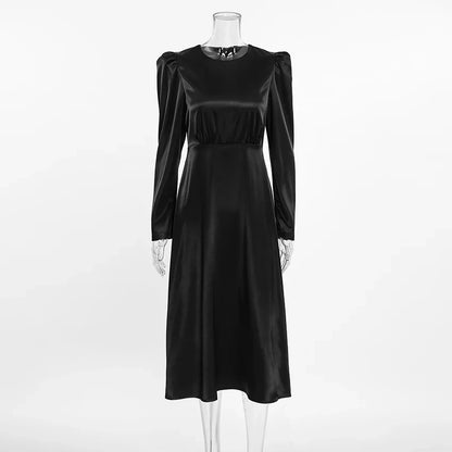 Elegant Dresses- Elegant Puff Sleeve Cocktail Dress Tailored LBD- - IndioGear Women Clothing