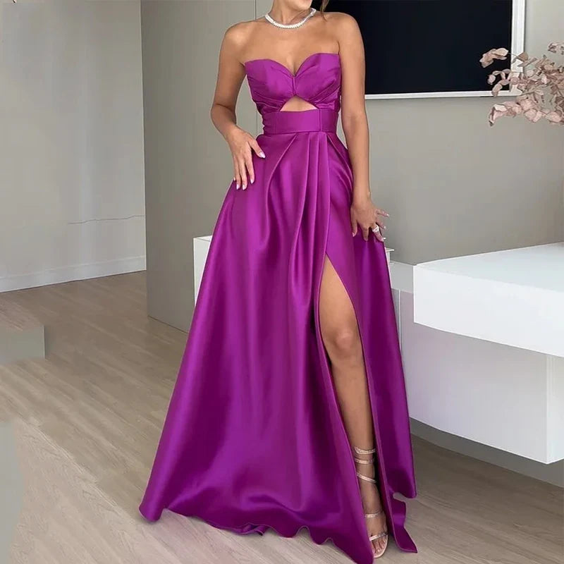 Elegant Dresses- Elegant Regal Evening Gown Dress- Purple- IndioGear.com