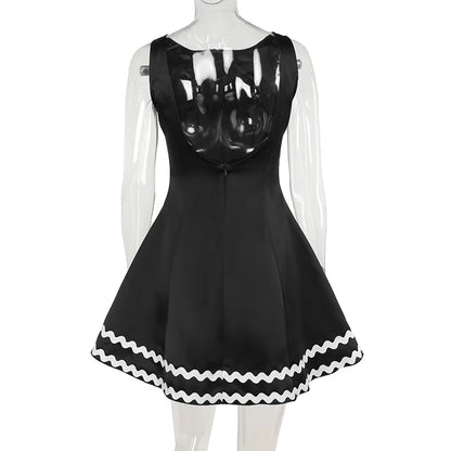 Elegant Dresses- Elegant Retro Flared Mini Dress for Cocktail Evenings- - IndioGear.com