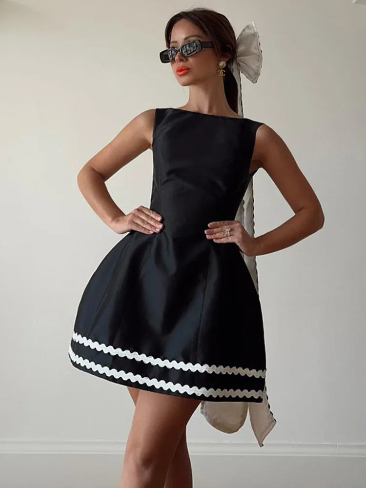 Elegant Dresses- Elegant Retro Flared Mini Dress for Cocktail Evenings- - IndioGear.com