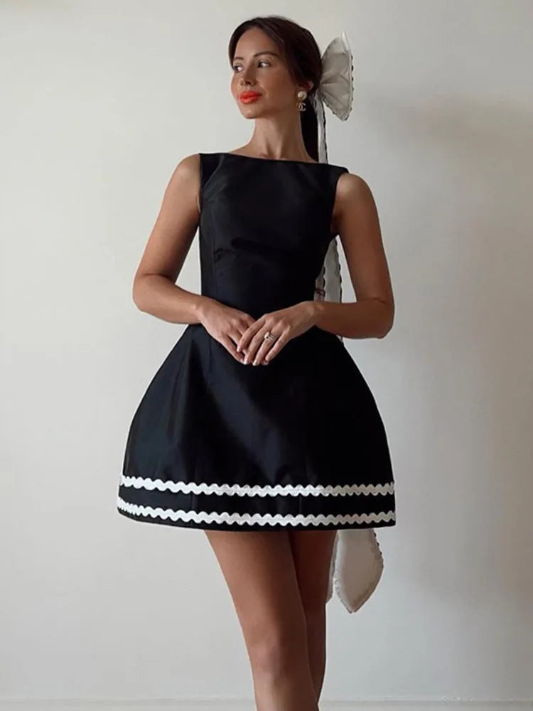 Elegant Dresses- Elegant Retro Flared Mini Dress for Cocktail Evenings- - IndioGear.com