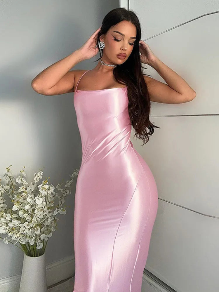 Elegant Dresses- Elegant Satin Evening Gown - Pink Maxi Dress for Prom Night- - IndioGear.com