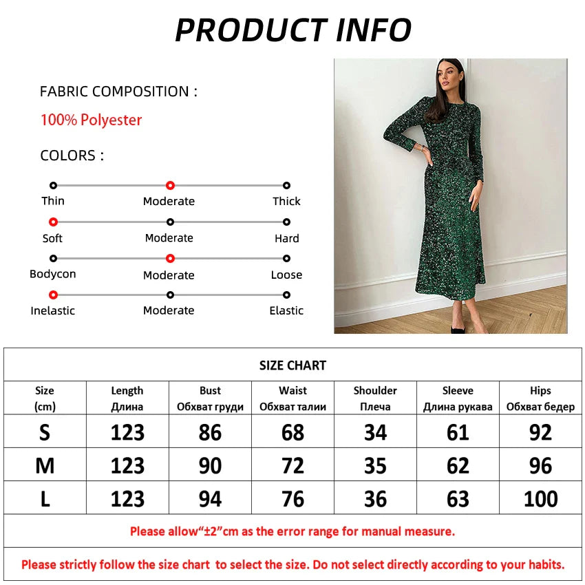 Elegant Dresses- Elegant Sequin Sparkle Winter Midi Dress- - IndioGear Women Clothing