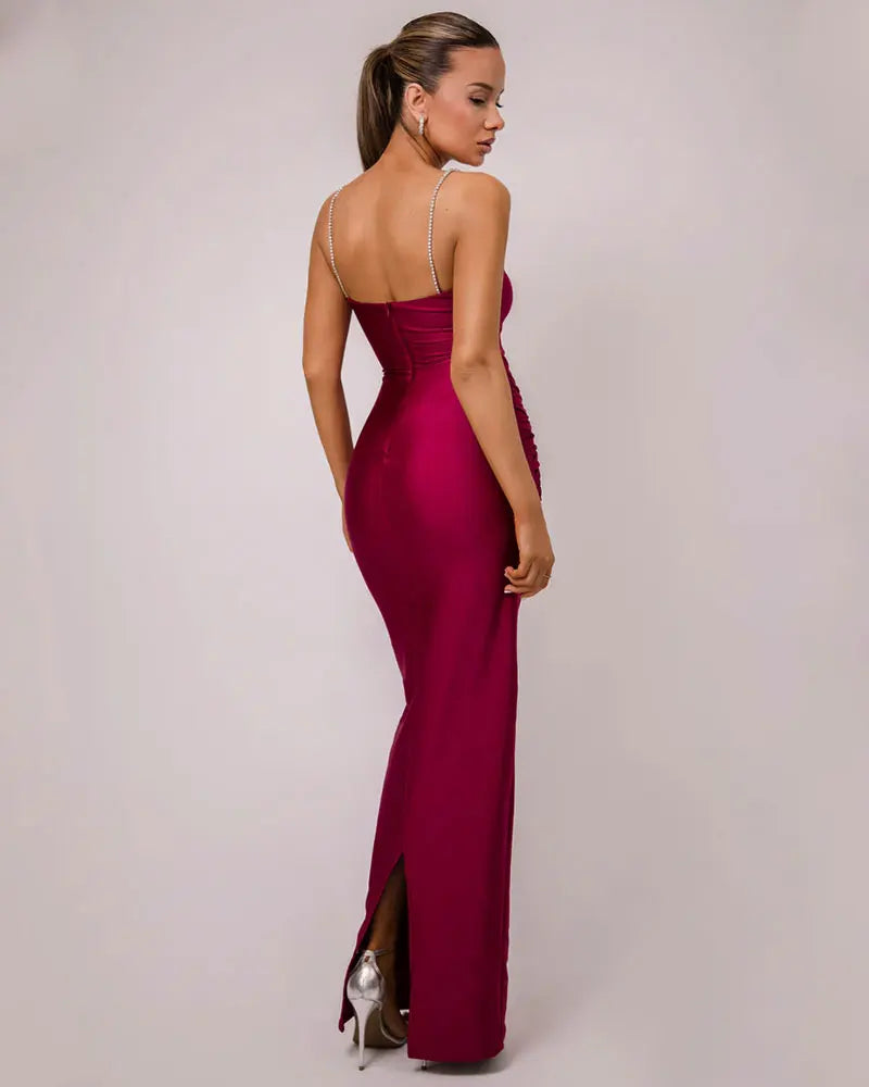 Elegant Dresses- Elegant Sheath Maxi Dress Gown for Award Ceremonies- - Chuzko Women Clothing