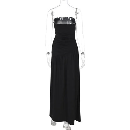 Elegant Dresses- Elegant Strapless Evening Gown Maxi Dress- - IndioGear Women Clothing