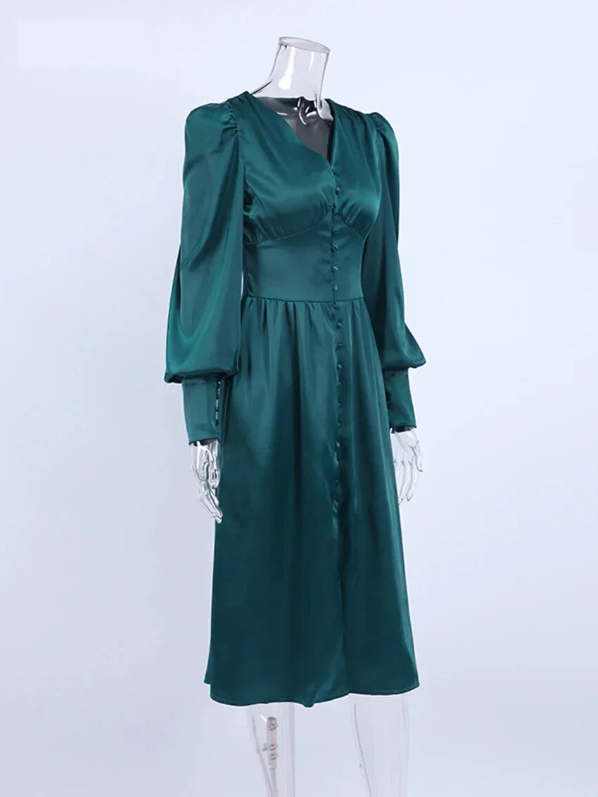 Elegant Dresses- Elegant Teal Mid-Length Dress for Evening Receptions- - IndioGear.com