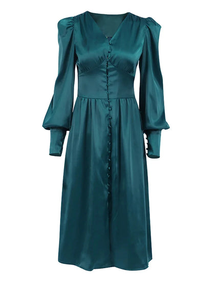 Elegant Dresses- Elegant Teal Mid-Length Dress for Evening Receptions- - IndioGear.com