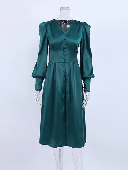 Elegant Dresses- Elegant Teal Mid-Length Dress for Evening Receptions- - IndioGear.com