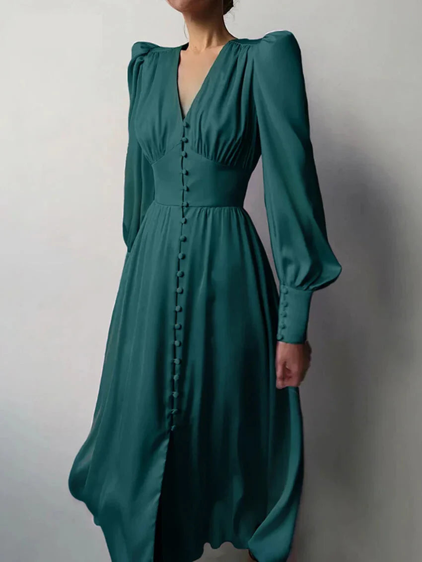 Elegant Dresses- Elegant Teal Mid-Length Dress for Evening Receptions- - IndioGear.com