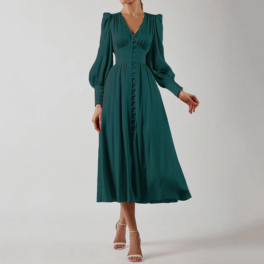 Elegant Dresses- Elegant Teal Mid-Length Dress for Evening Receptions- - IndioGear.com