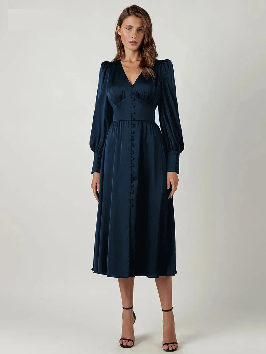 Elegant Dresses- Elegant Teal Mid-Length Dress for Evening Receptions- - IndioGear.com