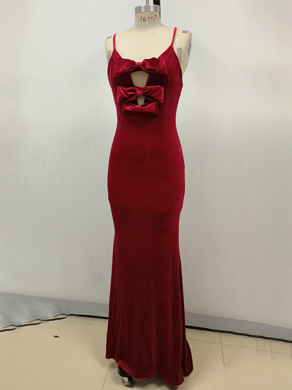 Elegant Dresses- Elegant Velvet Gala Gown Mermaid Evening Dress- - IndioGear Women Clothing