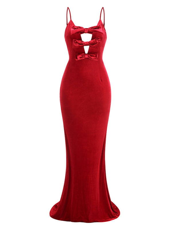 Elegant Dresses- Elegant Velvet Gala Gown Mermaid Evening Dress- - IndioGear Women Clothing