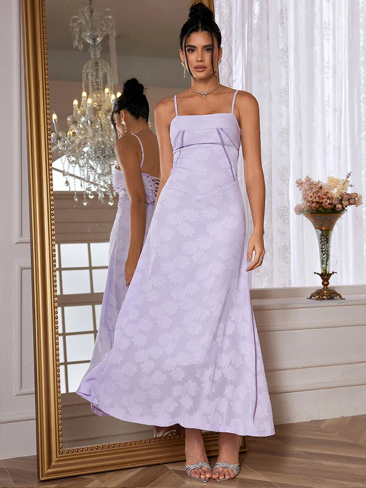 Elegant Dresses- Elegant Wedding Guest Maxi Dress Floral Jacquard Summer Gown- - IndioGear.com