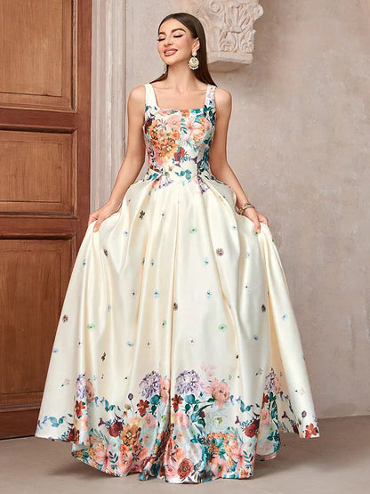 Elegant Dresses - Floral Elegant Evening Gown for Gala Events Prom Dress