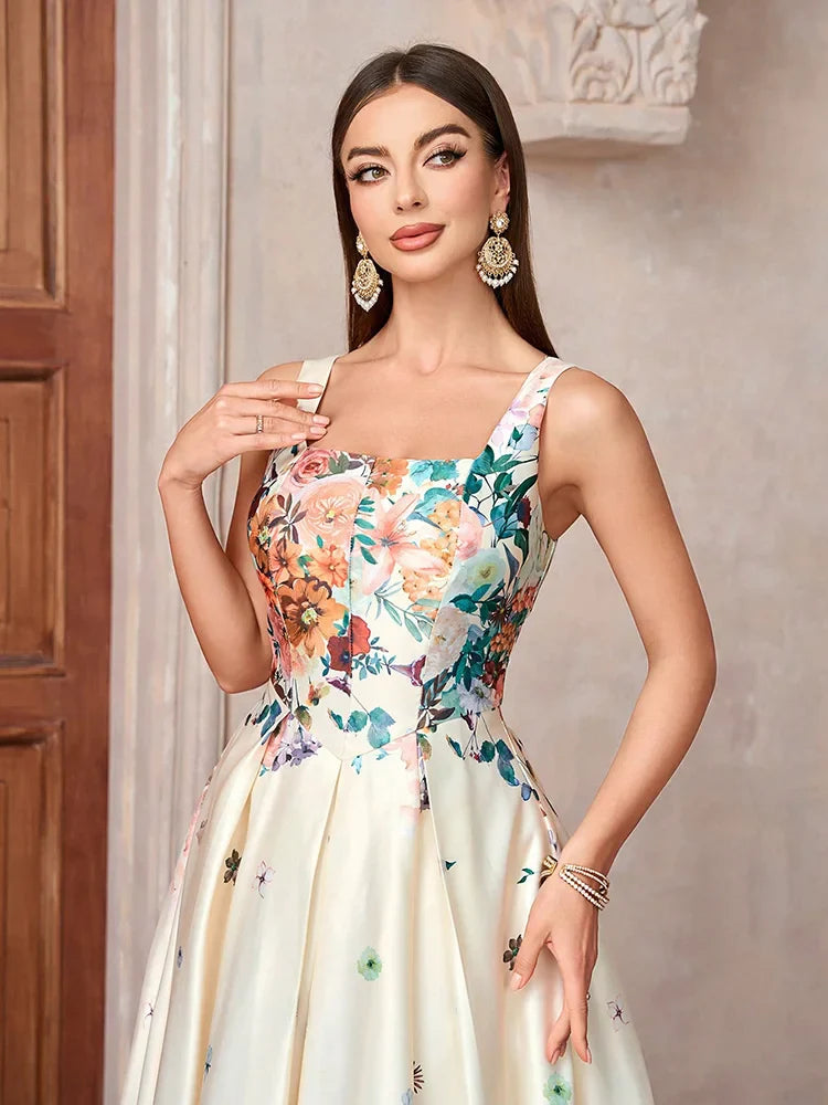 Elegant Dresses - Floral Elegant Evening Gown for Gala Events Prom Dress