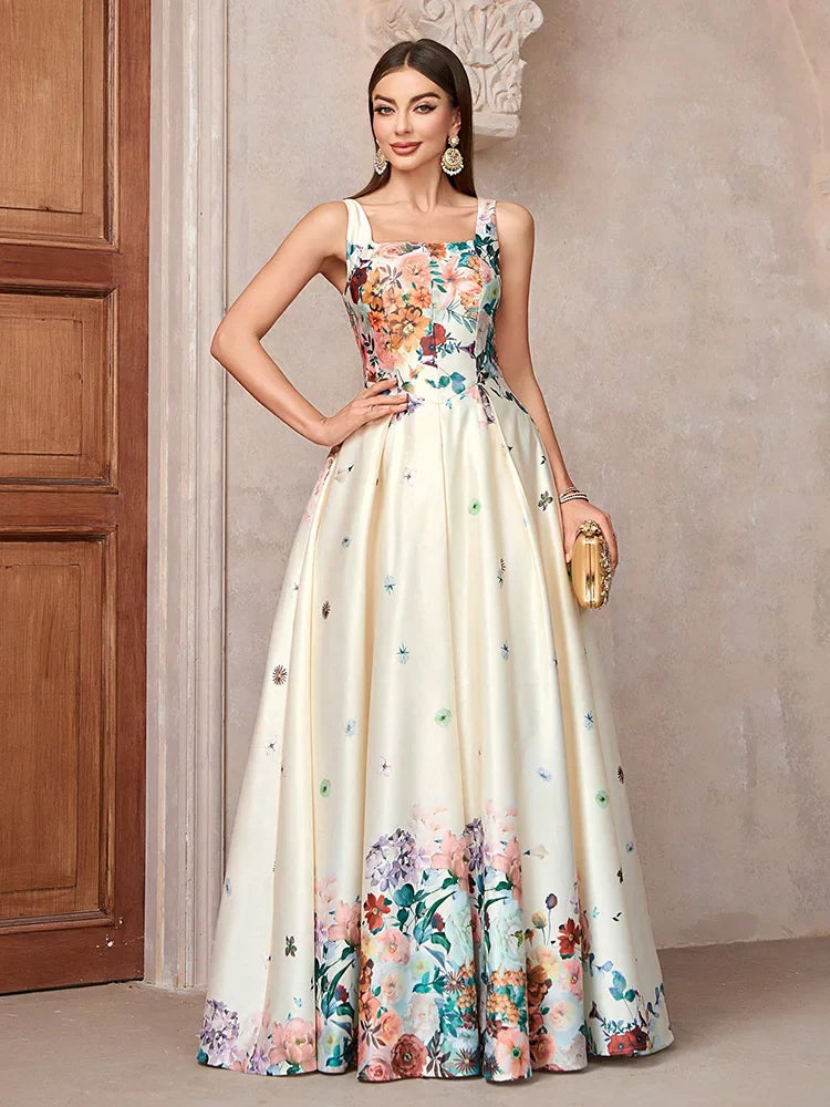 Elegant Dresses - Floral Elegant Evening Gown for Gala Events Prom Dress