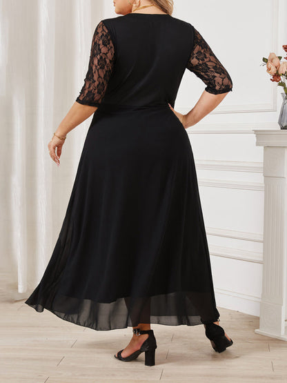 Elegant Dresses- Flowy Chiffon Midi Dress for Evening Celebrations- - IndioGear Women Clothing