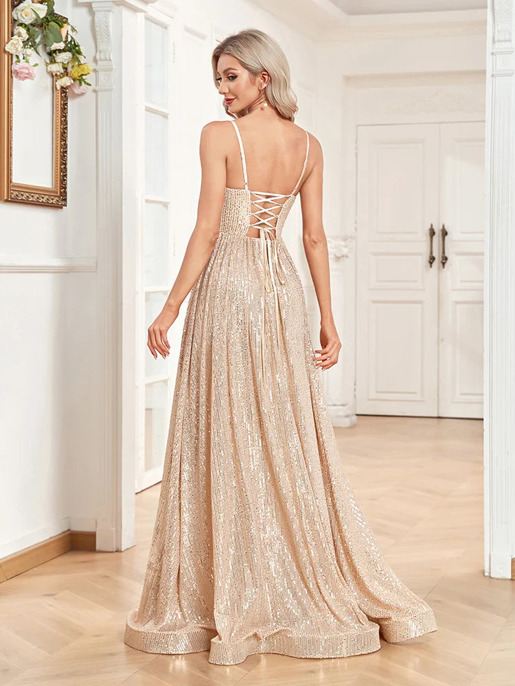 Elegant Dresses- Luxe Sequin Gown for High-End Events - Dress for Prom- - Chuzko Women Clothing