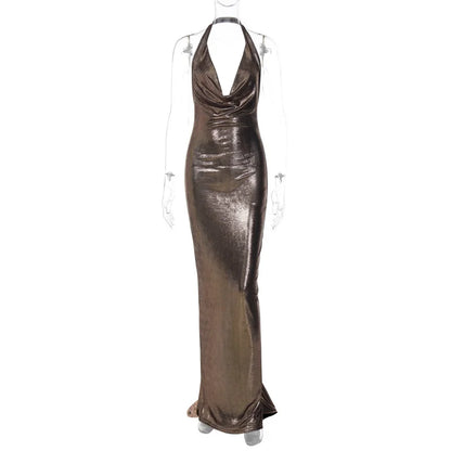 Elegant Dresses- Metallic Mermaid Gown for Formal Parties - Evening Dress- - Chuzko Women Clothing