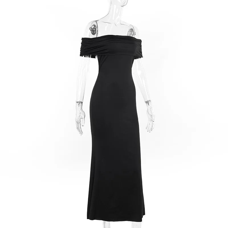 Elegant Dresses- Off-Shoulder Backless Gown - Mermaid Ruched Back Evening Dress- - IndioGear.com