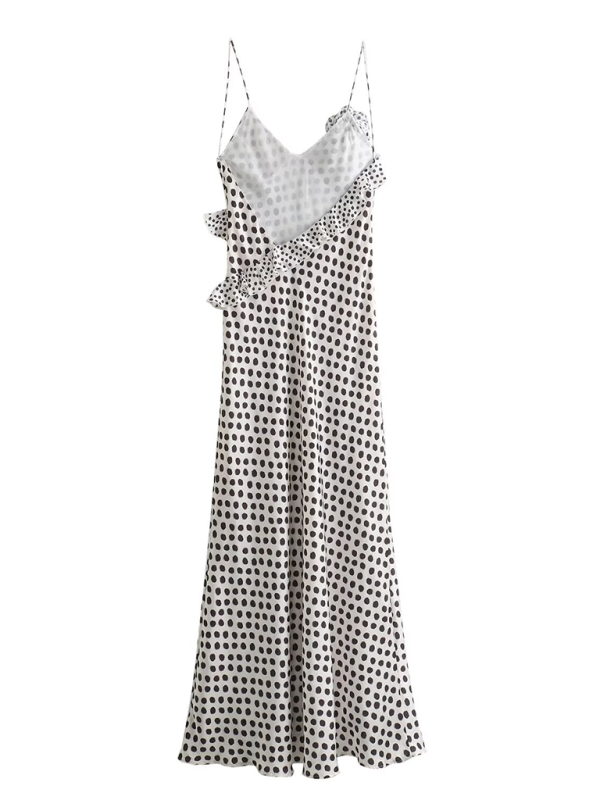 Elegant Dresses- Polka Dot Mermaid Dress for Gala Evenings - Ruffled Gown- - IndioGear.com