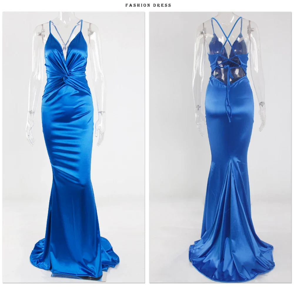 Elegant Dresses- Prom Vibrant Blue Sweep Train Gown - Mermaid Dress for Gala Nights- - IndioGear.com