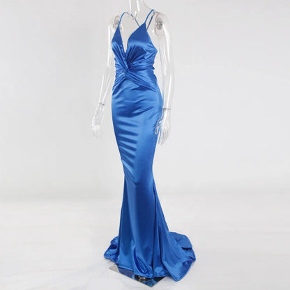 Elegant Dresses- Prom Vibrant Blue Sweep Train Gown - Mermaid Dress for Gala Nights- - IndioGear.com