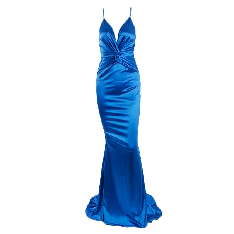 Elegant Dresses- Prom Vibrant Blue Sweep Train Gown - Mermaid Dress for Gala Nights- - IndioGear.com