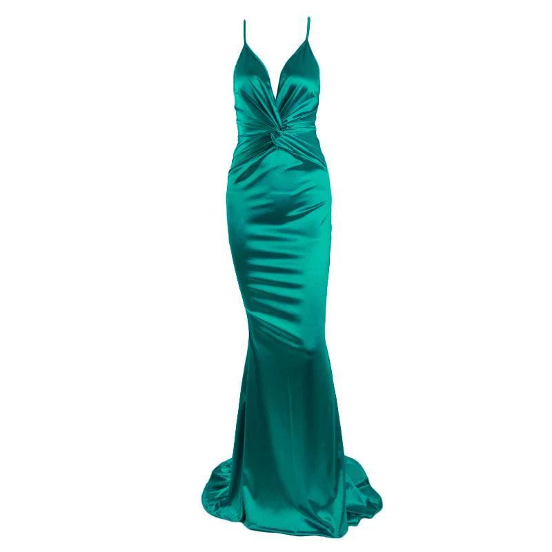 Elegant Dresses- Prom Vibrant Blue Sweep Train Gown - Mermaid Dress for Gala Nights- Green- IndioGear.com