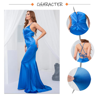 Elegant Dresses- Prom Vibrant Blue Sweep Train Gown - Mermaid Dress for Gala Nights- - IndioGear.com