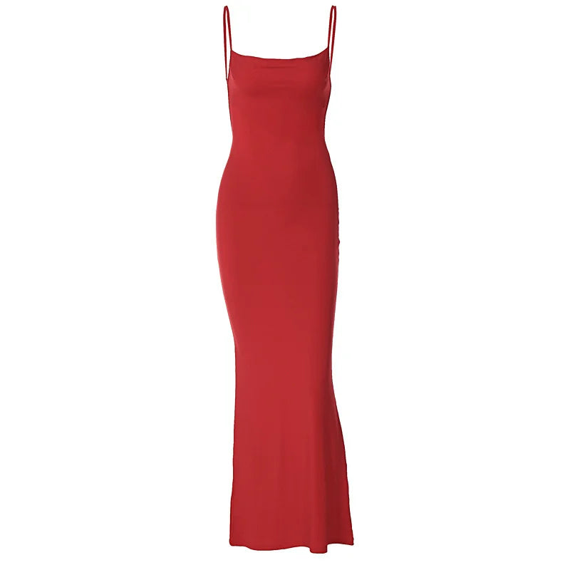 Elegant Dresses- Red Evening Gown with Elegant Details for Weddings and Galas- - IndioGear.com