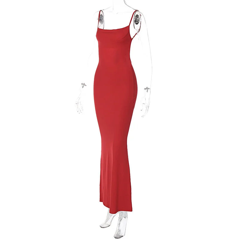 Elegant Dresses- Red Evening Gown with Elegant Details for Weddings and Galas- - IndioGear.com