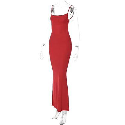 Elegant Dresses- Red Evening Gown with Elegant Details for Weddings and Galas- - IndioGear.com