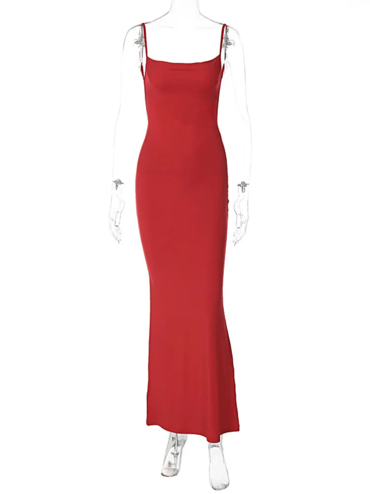 Elegant Dresses- Red Evening Gown with Elegant Details for Weddings and Galas- - IndioGear.com