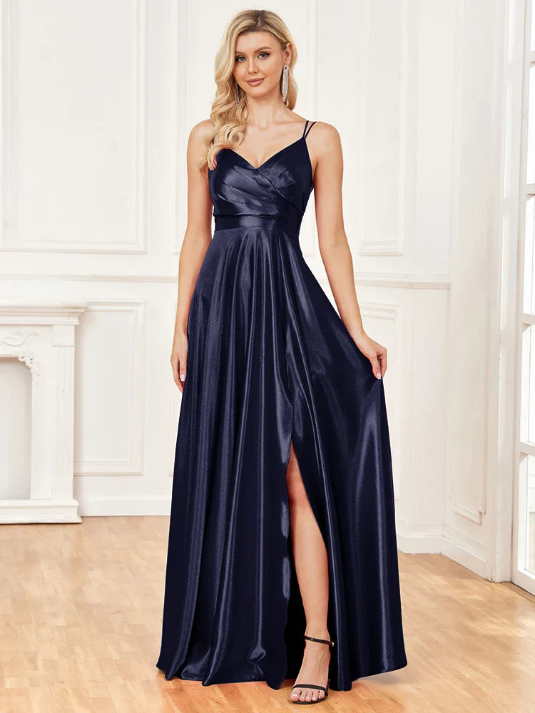 Elegant Dresses- Satin Evening Gown for Gala Events- - Chuzko Women Clothing