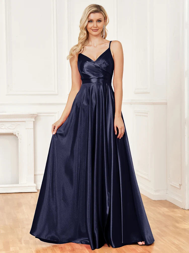 Elegant Dresses- Satin Evening Gown for Gala Events- - Chuzko Women Clothing