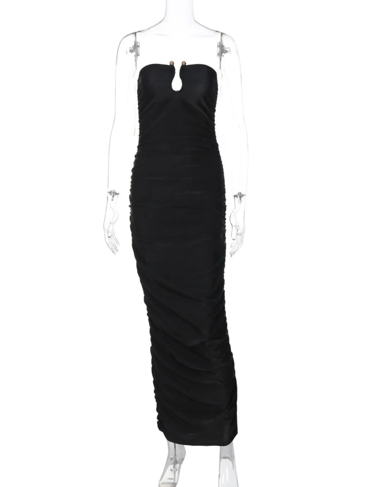 Elegant Dresses - Strapless Ruched Gown for Elegant Evenings Tube Dress