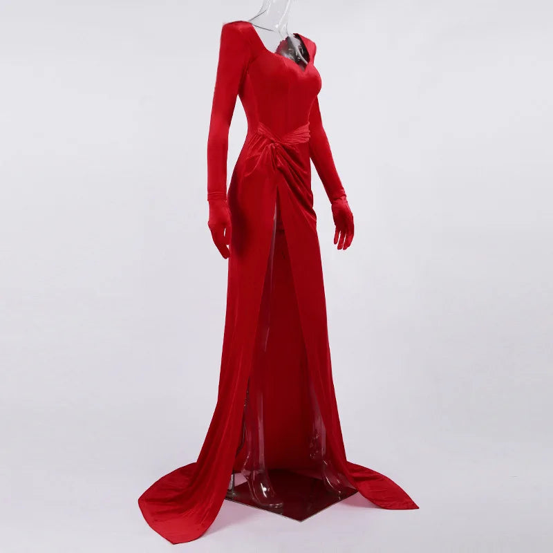 Elegant Dresses- Velvet Gown Evening Dress for Winter Galas- - IndioGear.com