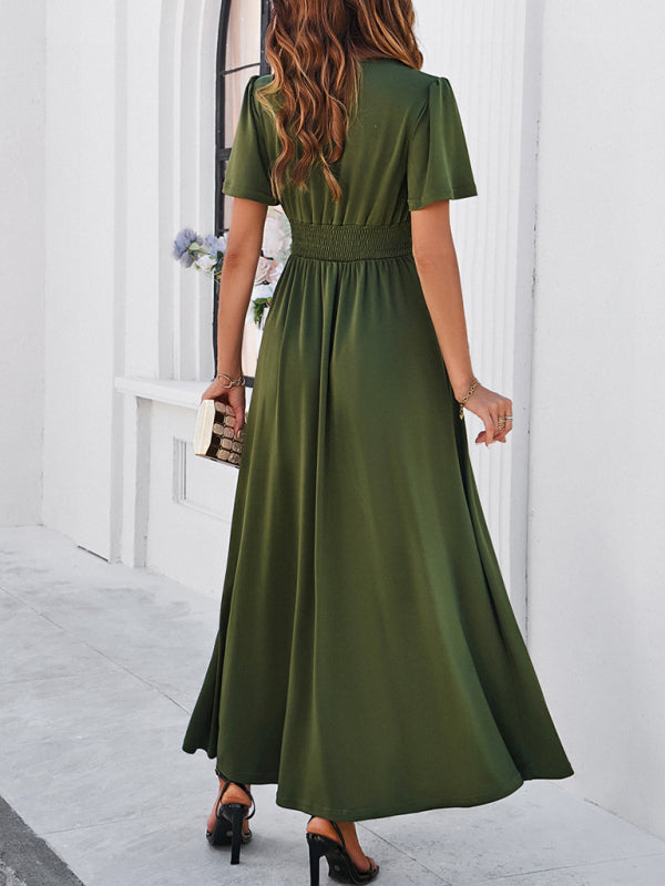 Elegant Dresses- Women Elegant A-Line Slit Maxi Dress for Wedding Guests- - IndioGear.com