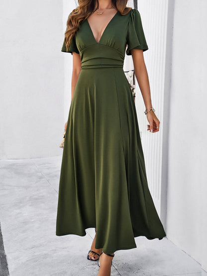 Elegant Dresses- Women Elegant A-Line Slit Maxi Dress for Wedding Guests- - IndioGear.com