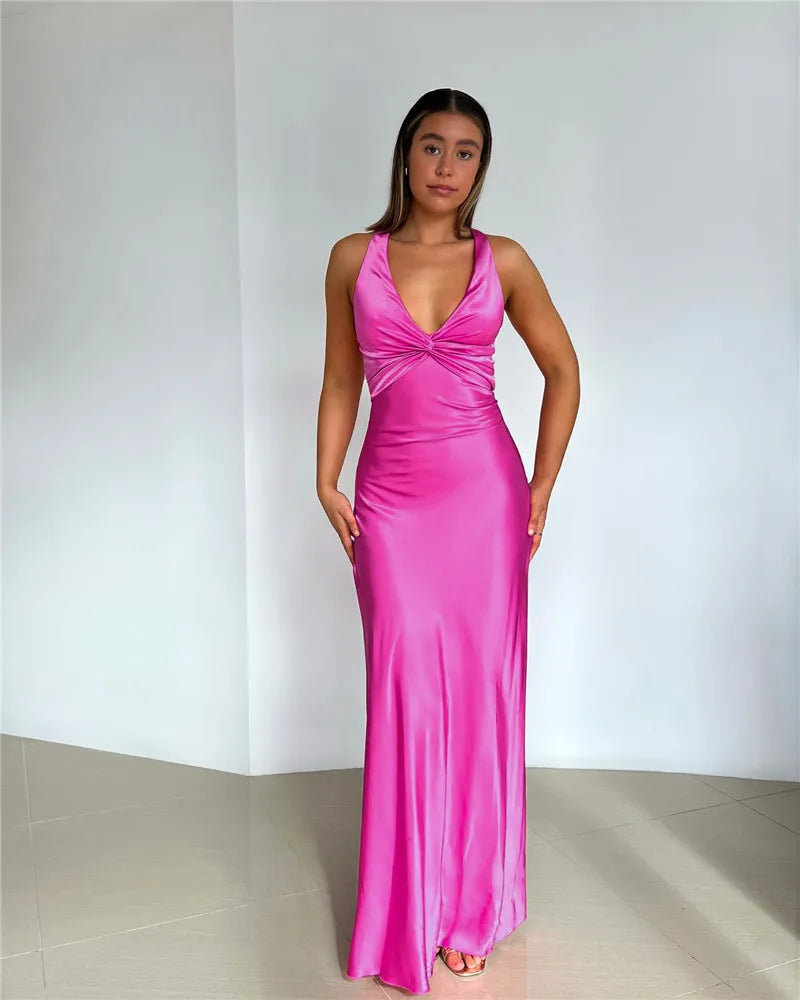 Elegant Dresses- Women Elegant Satin Evening Gown for Weddings- - IndioGear.com