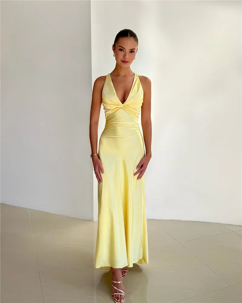 Elegant Dresses- Women Elegant Satin Evening Gown for Weddings- - IndioGear.com