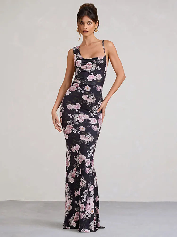 Elegant Dresses- Women's Elegant One-Shoulder Maxi Dress for Evening Galas- Pink- Chuzko Women Clothing