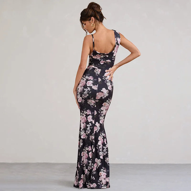 Elegant Dresses- Women's Elegant One-Shoulder Maxi Dress for Evening Galas- - Chuzko Women Clothing