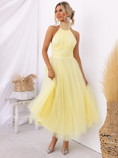 Elegant Dresses- Women's Fit & Flare Tulle Dress for Wedding Receptions- - IndioGear Fashion and Gear