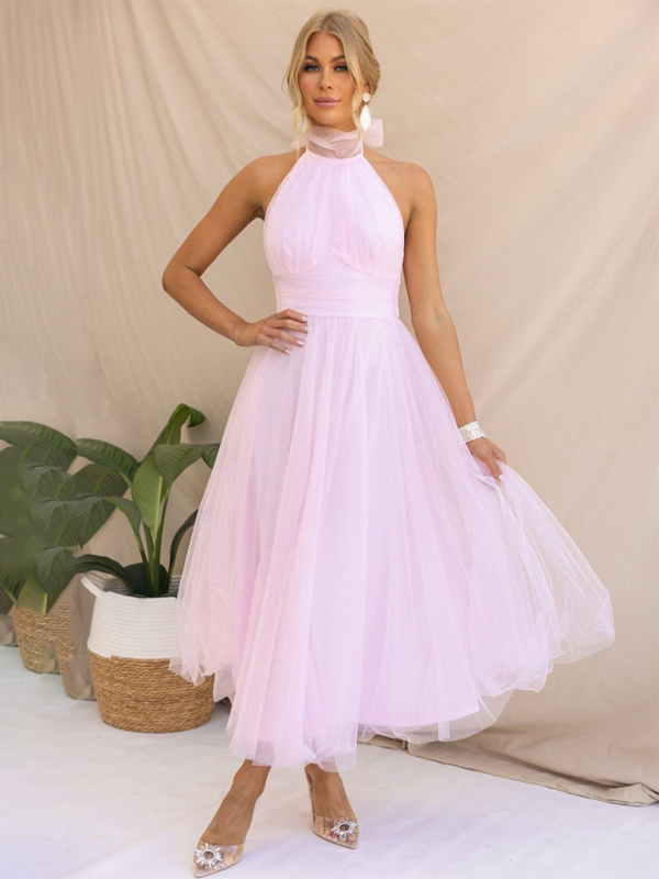 Elegant Dresses- Women's Fit & Flare Tulle Dress for Wedding Receptions- - IndioGear Fashion and Gear